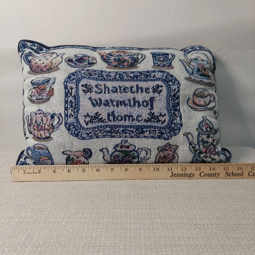 Vintage 2000 Debra Jordan Bryan Tapestry Teapot Share the Warmth of Home Pillow